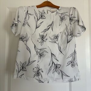 Floral Black and White Blouse